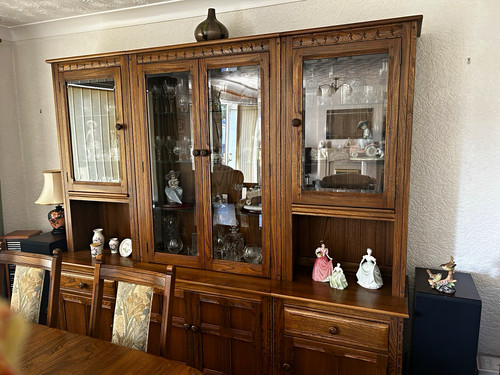 Large brown wood - &, glass