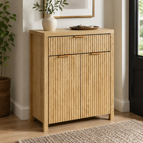 Sideboard oak cabinet ribbed - cabinet,