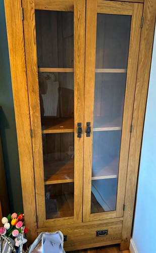 Brown wood glass display - brown,