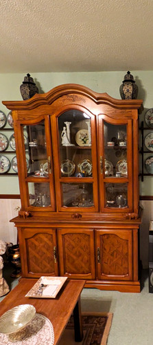 Oak glass fronted display - oak,